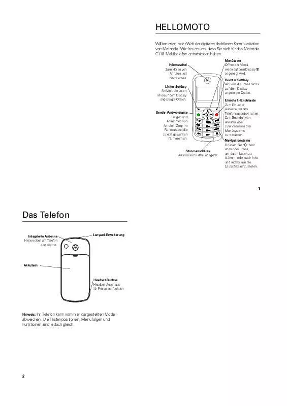 Mode d'emploi MOTOROLA C118