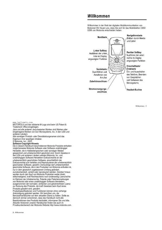 Mode d'emploi MOTOROLA C650