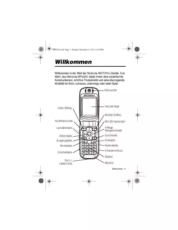 Mode d'emploi MOTOROLA MPX220