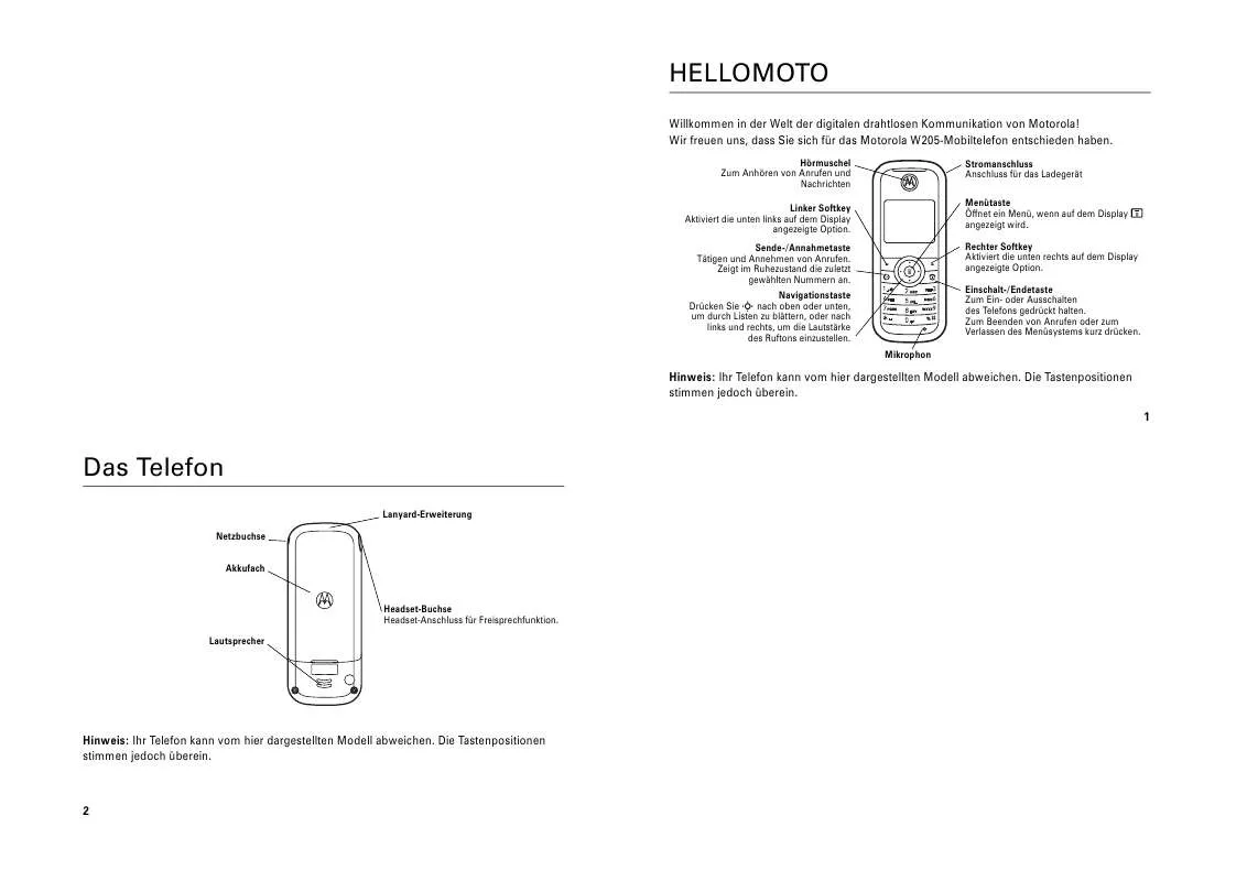 Mode d'emploi MOTOROLA W205