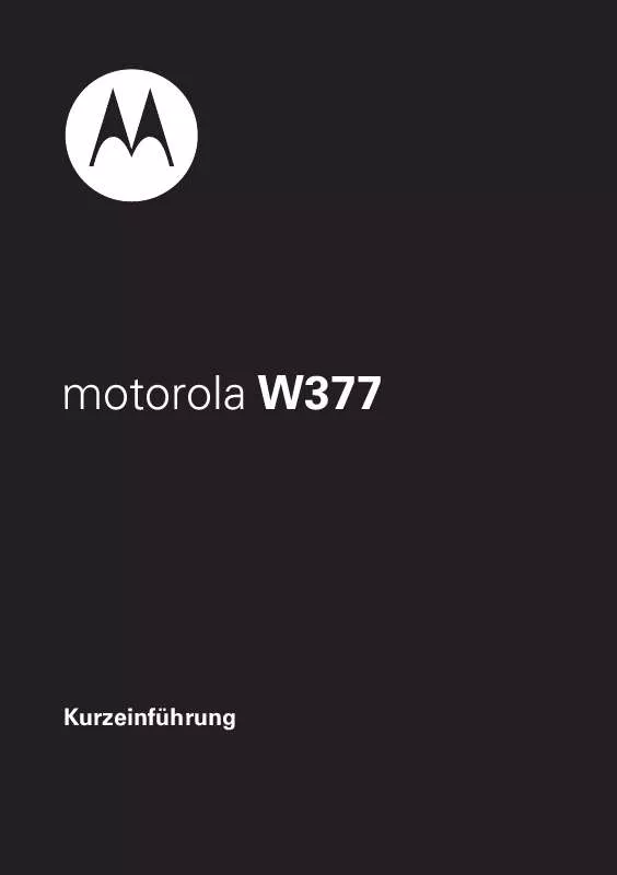 Mode d'emploi MOTOROLA W377