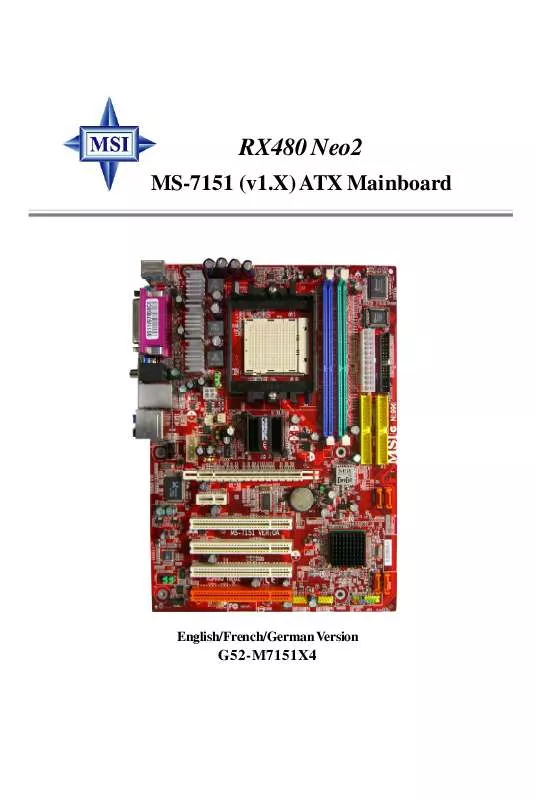 Mode d'emploi MSI G52-M7151X4