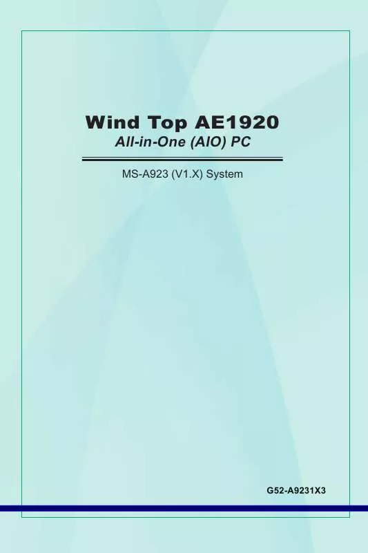 Mode d'emploi MSI WIND TOP AE1920