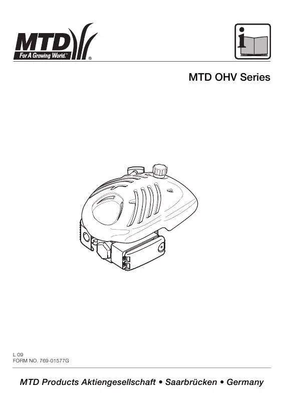 Mode d'emploi MTD VERTICAL ENGINES 1P60,1P61,1P65,1P70 FOR MOWER AND TILLER