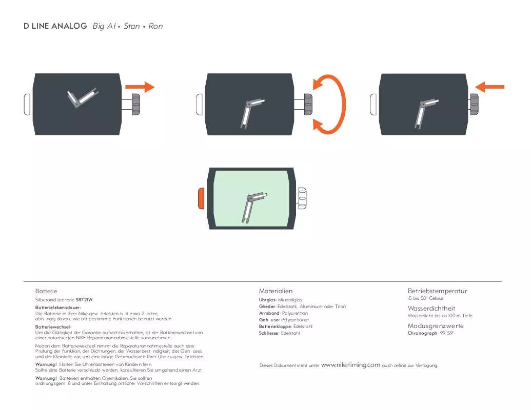 Mode d'emploi NIKE D LINE ANALOG STAN