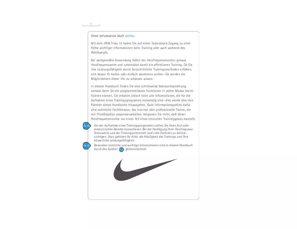 Mode d'emploi NIKE HRM TRIAX 15