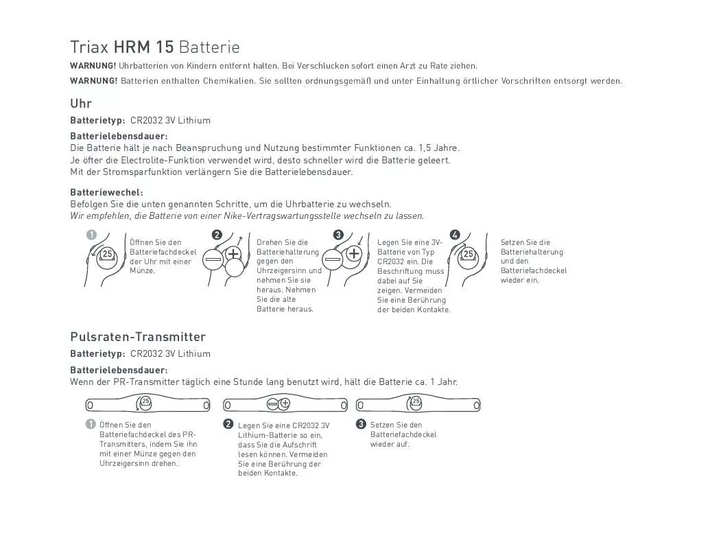 Mode d'emploi NIKE HRM15