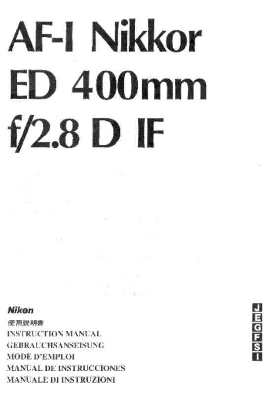 Mode d'emploi NIKON AF-I NIKKOR ED 400MM F/2.8D IF
