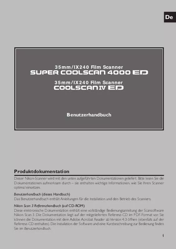 Mode d'emploi NIKON SUPER COOLSCAN 4000 ED