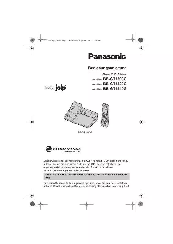 Mode d'emploi PANASONIC BB-GT1500G