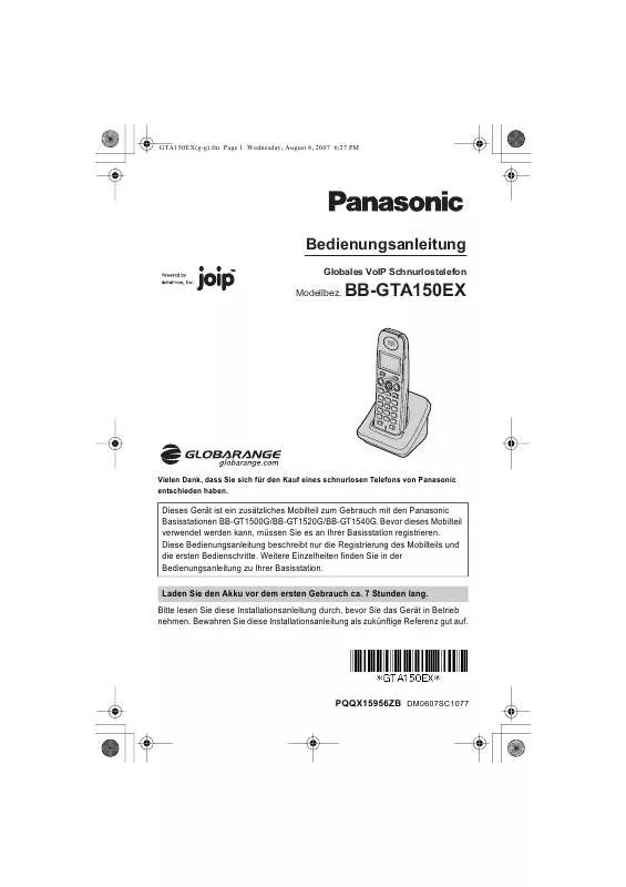 Mode d'emploi PANASONIC BB-GTA150EX