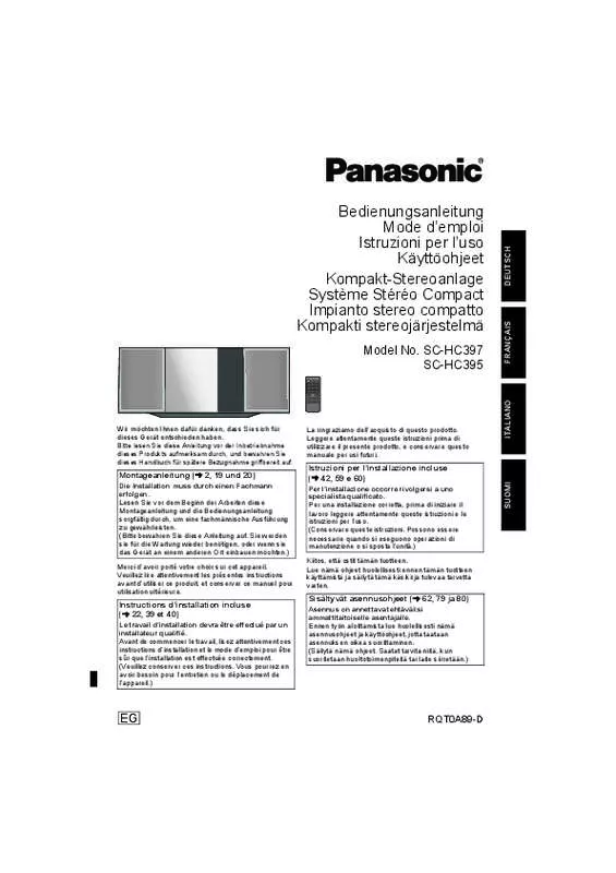 Mode d'emploi PANASONIC SC-HC395EG