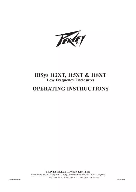 Mode d'emploi PEAVEY HISYS 115XT