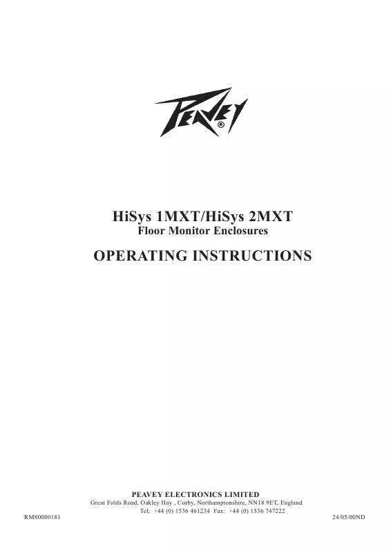 Mode d'emploi PEAVEY HISYS 2MXT