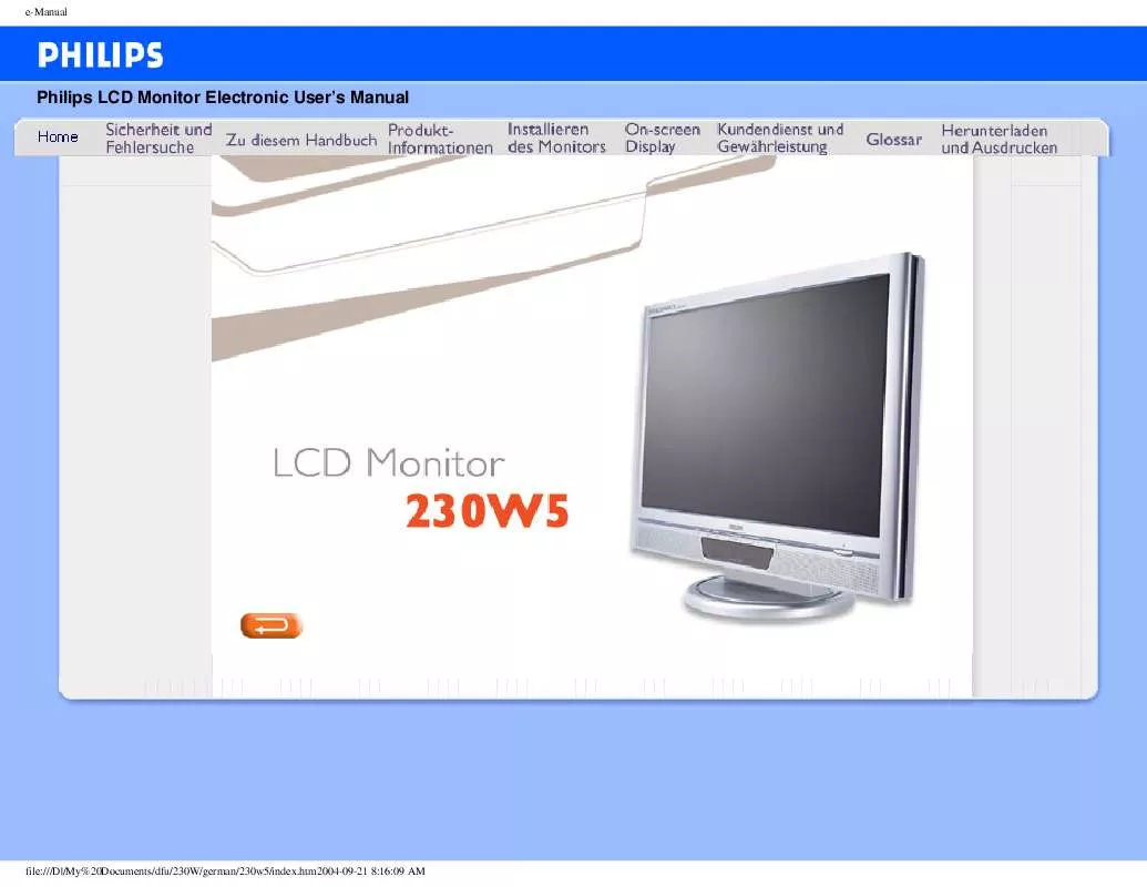 Mode d'emploi PHILIPS 230W5BS