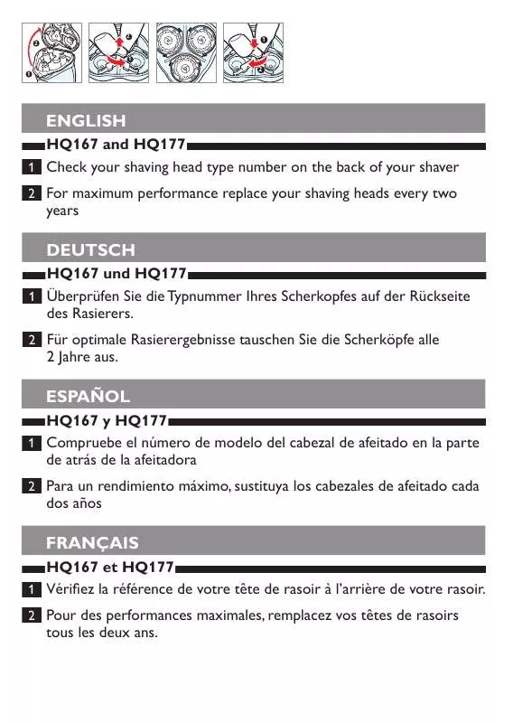 Mode d'emploi PHILIPS HQ167/3P/170