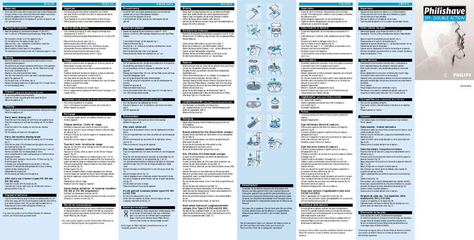 Mode d'emploi PHILIPS HQ304