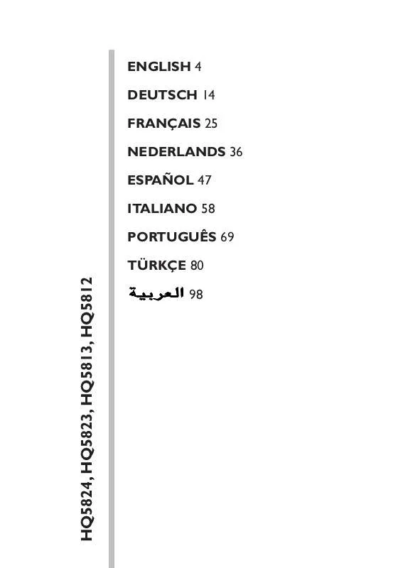 Mode d'emploi PHILIPS HQ5824
