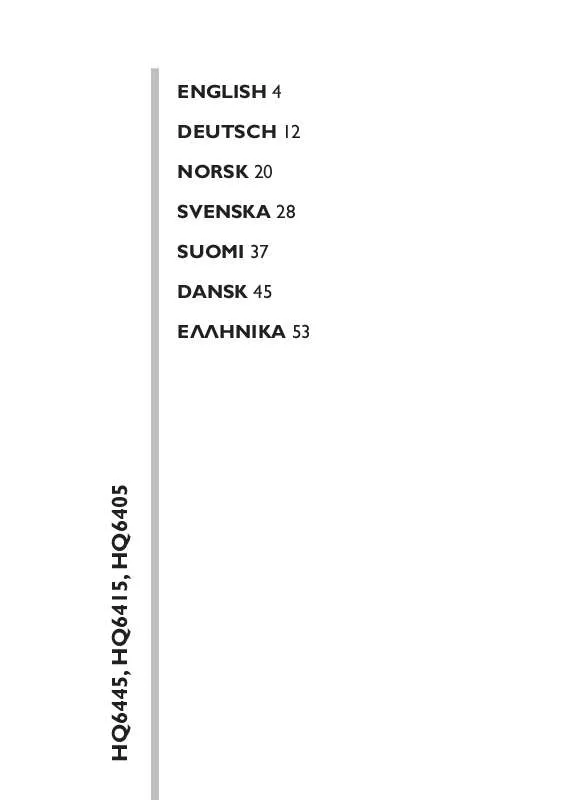 Mode d'emploi PHILIPS HQ6415