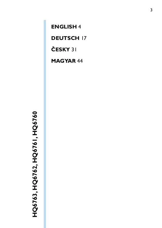 Mode d'emploi PHILIPS HQ6763