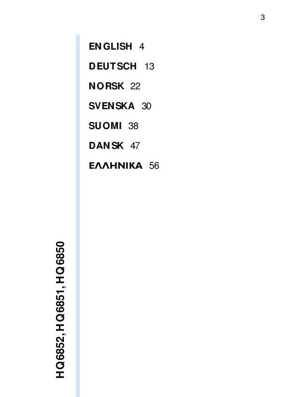 Mode d'emploi PHILIPS HQ6852