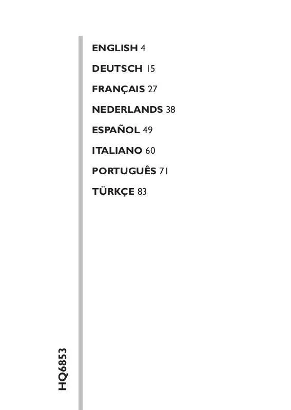 Mode d'emploi PHILIPS HQ6853