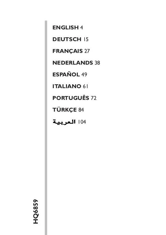 Mode d'emploi PHILIPS HQ6859