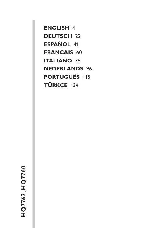 Mode d'emploi PHILIPS HQ7762