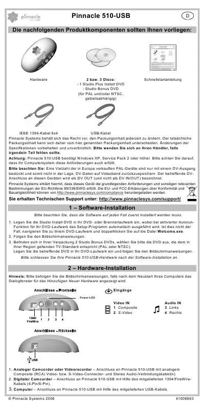 Mode d'emploi PINNACLE 510 USB