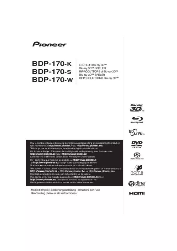 Mode d'emploi PIONEER BDP-180