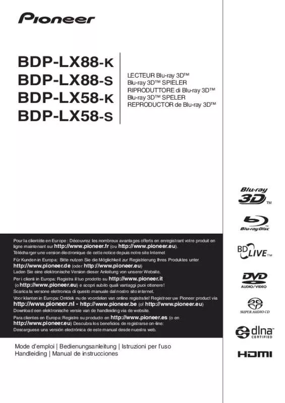 Mode d'emploi PIONEER BDP-LX58-K