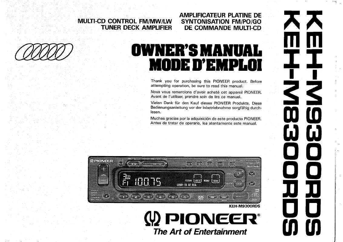 Mode d'emploi PIONEER KEH-M9300RDS