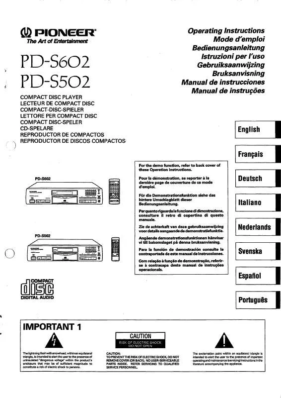 Mode d'emploi PIONEER PD-S502