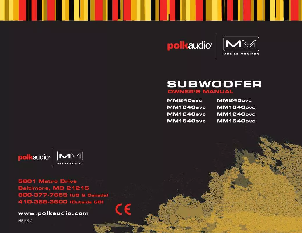 Mode d'emploi POLK AUDIO MM1240SVC