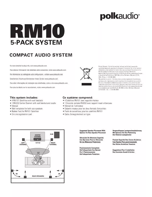 Mode d'emploi POLK AUDIO RM10 5-PACK