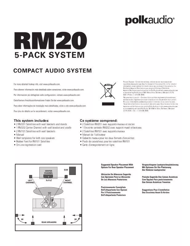 Mode d'emploi POLK AUDIO RM20 5-PACK