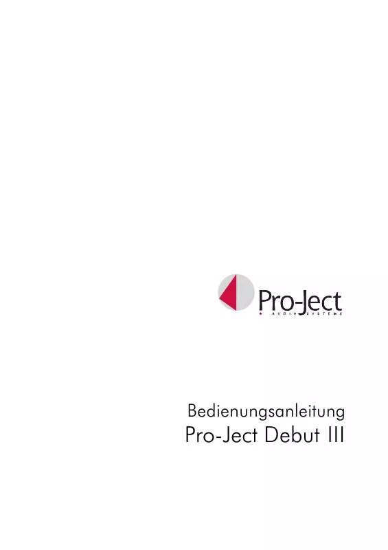 Mode d'emploi PRO-JECT DEBUT III