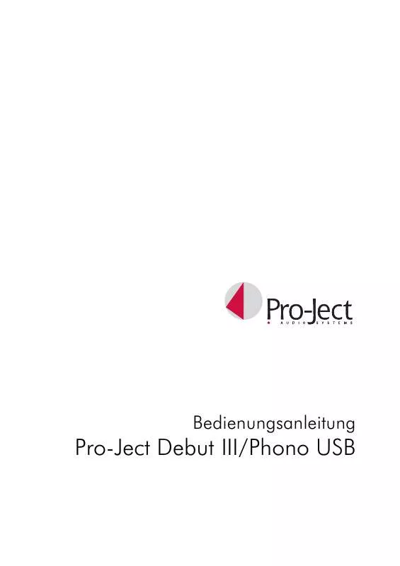 Mode d'emploi PRO-JECT DEBUT III PHONO USB