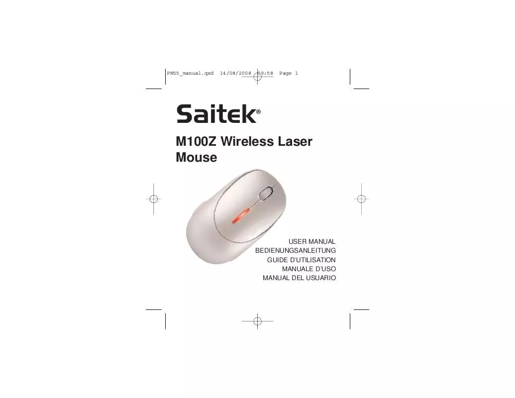 Mode d'emploi SAITEK M100Z WIRELESS LASER MOUSE