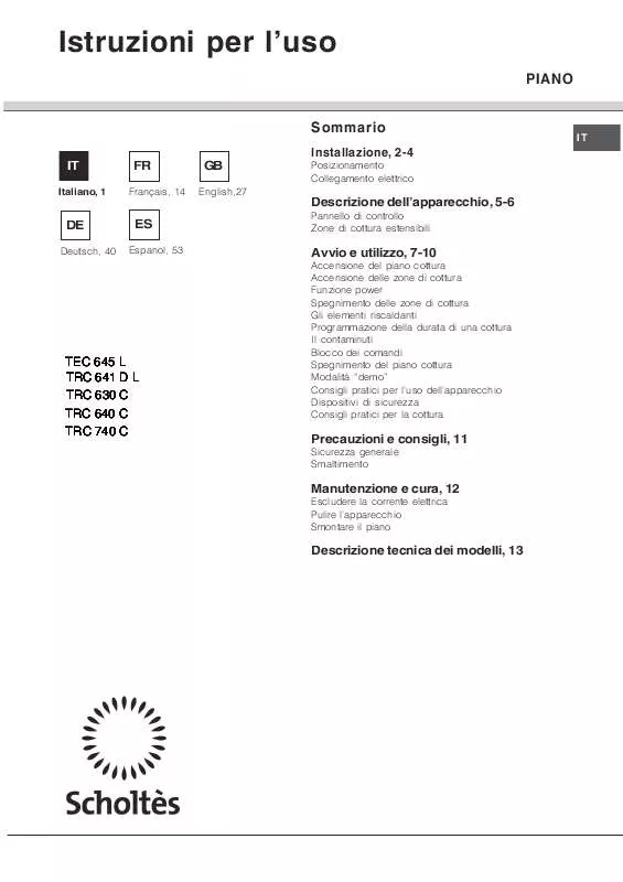 Mode d'emploi SCHOLTES TRC 640 C