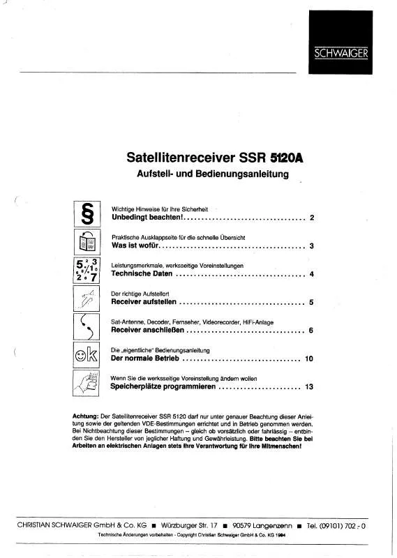 Mode d'emploi SCHWAIGER SSR 5120A
