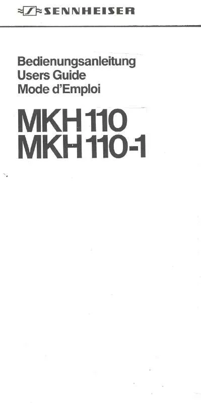 Mode d'emploi SENNHEISER MKH 110-1