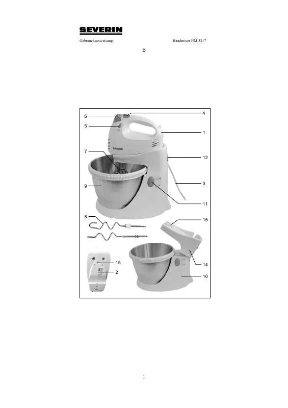 Mode d'emploi SEVERIN HANDMIXER-SET HM 3818