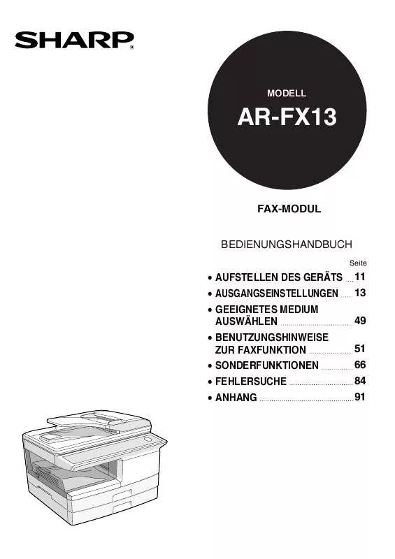 Mode d'emploi SHARP AR-FX13