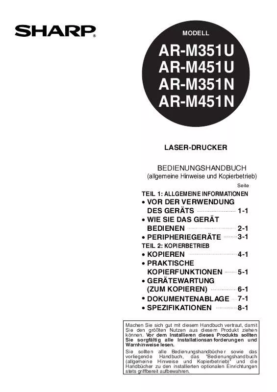 Mode d'emploi SHARP AR-M351N/M451N/M351U/M451U