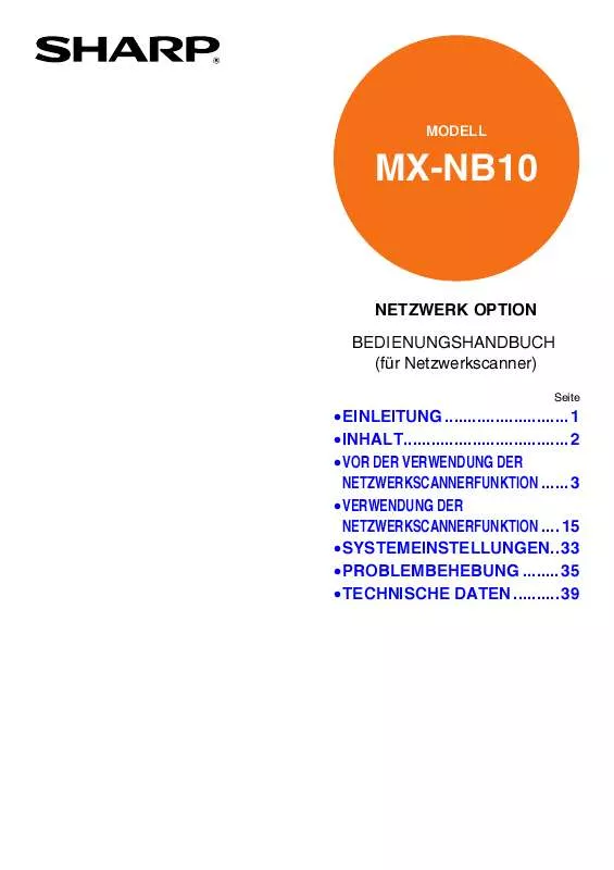 Mode d'emploi SHARP MX-NB10