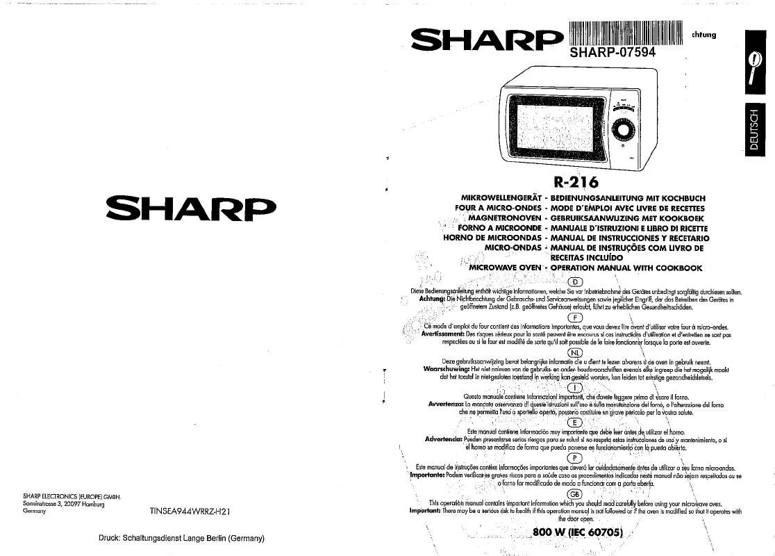 Mode d'emploi SHARP R-216