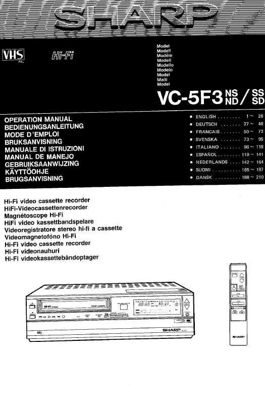 Mode d'emploi SHARP VC-5F3NS/ND/SS/SD