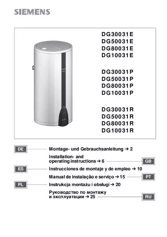 Mode d'emploi SIEMENS DG80031E