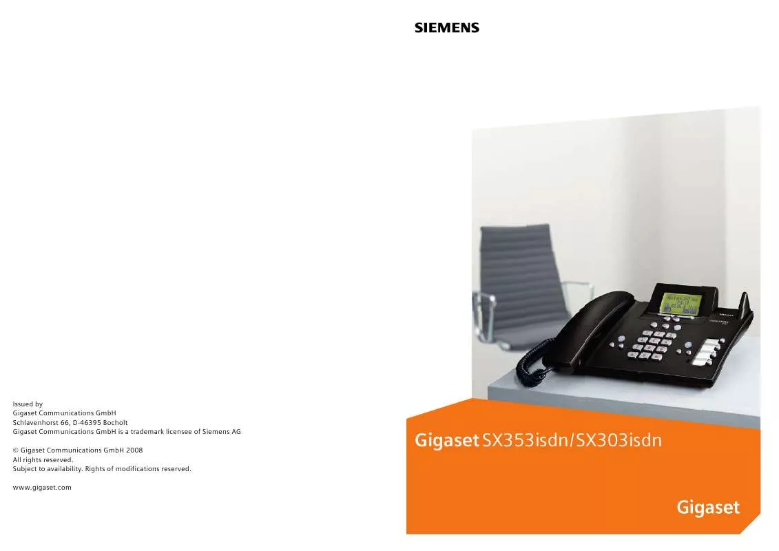 Mode d'emploi SIEMENS GIGASET SX303ISDN